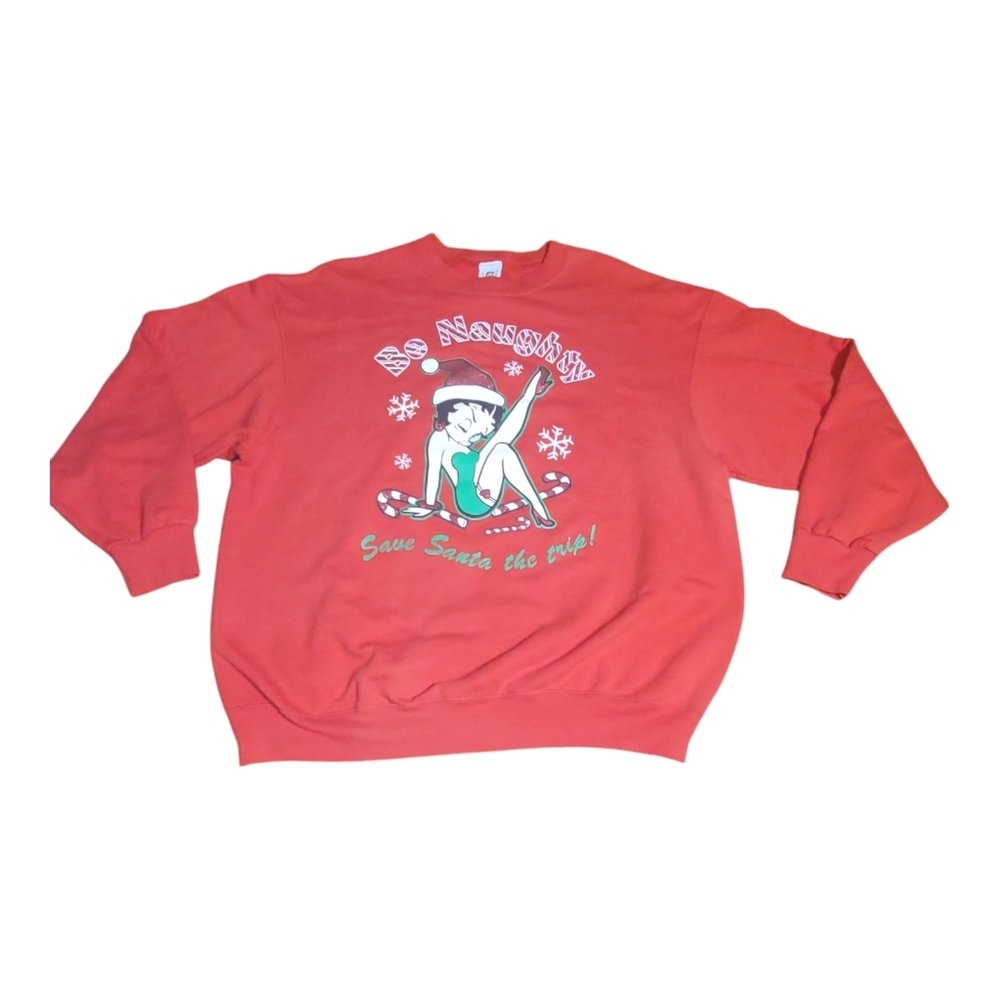 Vintage Betty Boop Sweatshirt Pullover Mens Size XL Christmas Sweater B24‎